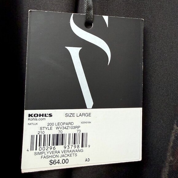 Simply Vera Leopard Blazer Size Large Stretch Ponte Knit Womens Jacket NWT Brown - Picture 5 of 8